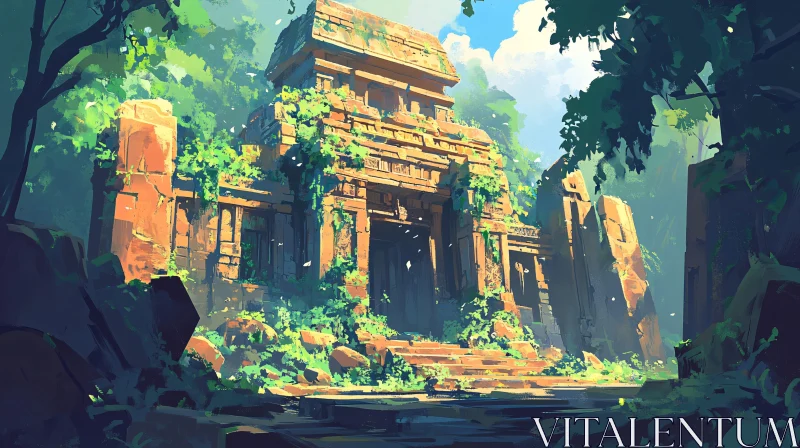 AI ART Forgotten Temple in Lush Forest