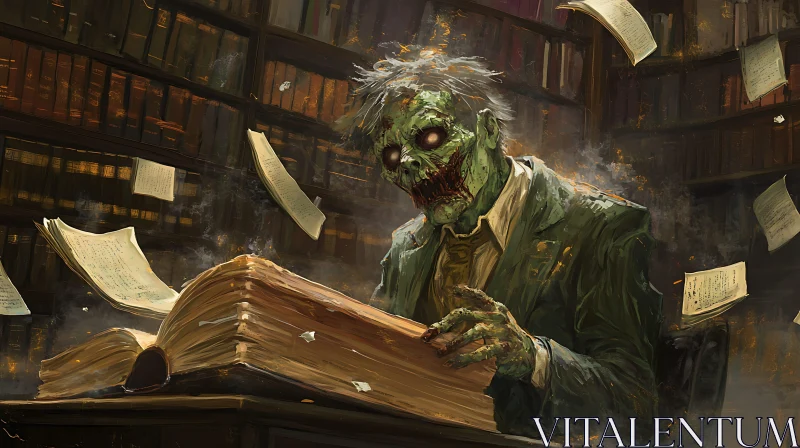 Undead Scholar: A Zombie's Pursuit of Knowledge AI Image