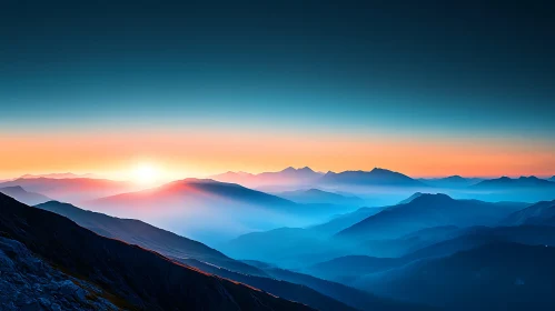 Serene Mountain Range at Dawn