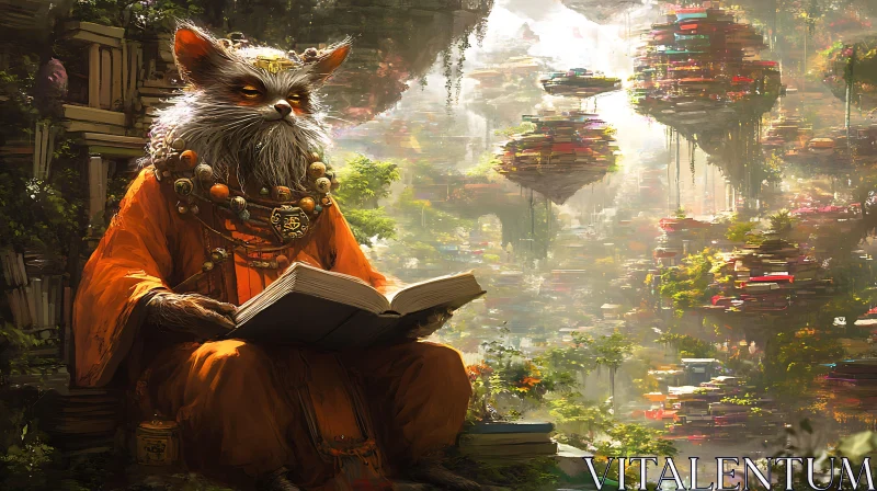 Fox Monk's Literary Journey AI Image