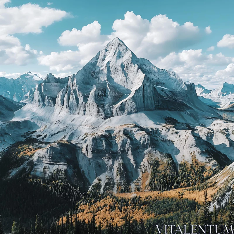 Snow-Capped Mountain Landscape AI Image