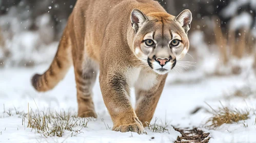 Mountain Lion in Snow