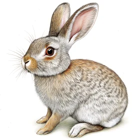 Detailed Rabbit Illustration on White Background