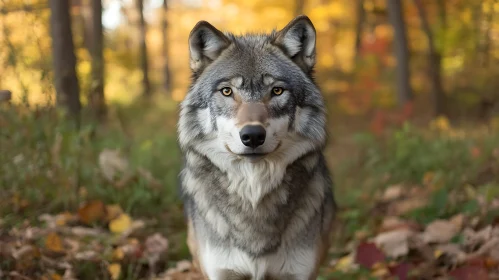 Gray Wolf in the Woods