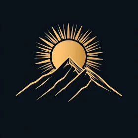 Minimalist Mountain Range with Sun Graphic