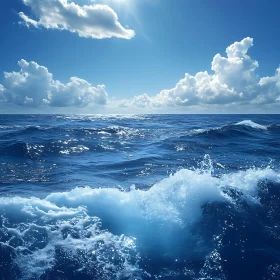 Oceanic Tranquility: Waves and Sky