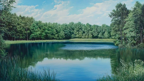 Calm Lake in a Forested Landscape