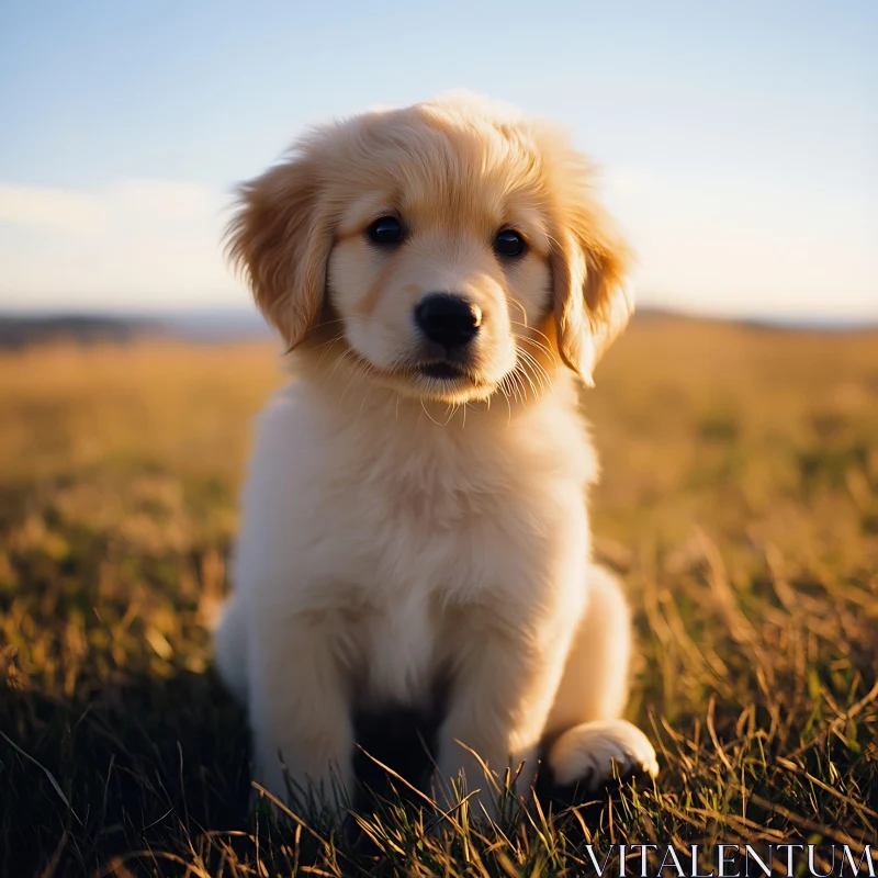 Golden Retriever Puppy in Nature AI Image