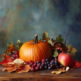 Harvest Still Life with Pumpkin and Fruit