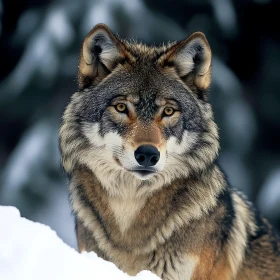 Majestic Wolf in Snowy Wilderness