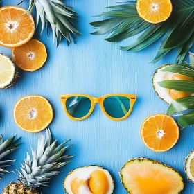 Summer Mood with Fruits and Sunglasses