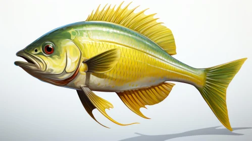 Intricate Paleocore Style Image of Yellow Fish