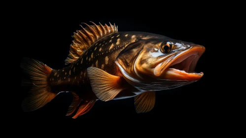 Stark Contrast: Large Fish Against Black Background