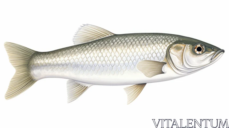 White Fish Illustration in Light Brown and Silver AI Image