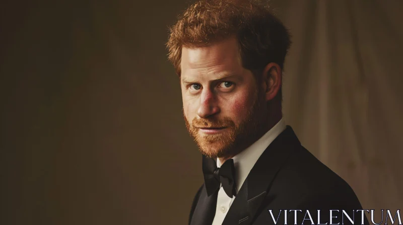 AI ART Dignified Prince Harry Portrait in Tuxedo