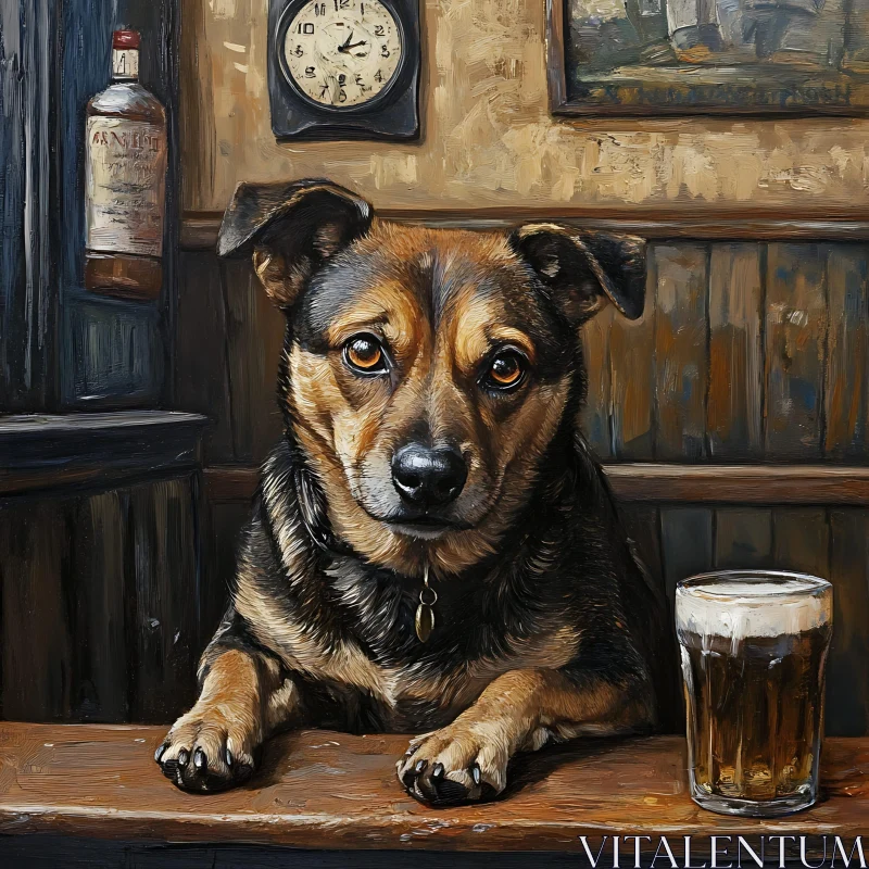 Pub Dog with Beer AI Image