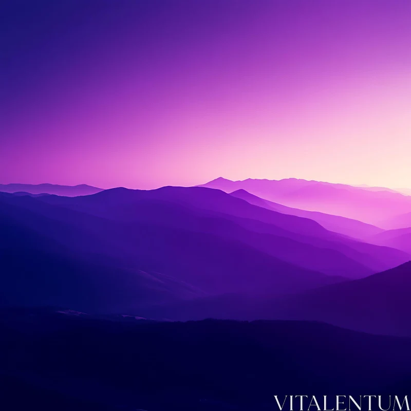 AI ART Violet Peaks at Twilight