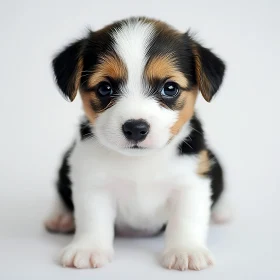 Cute Puppy Portrait on Light Background