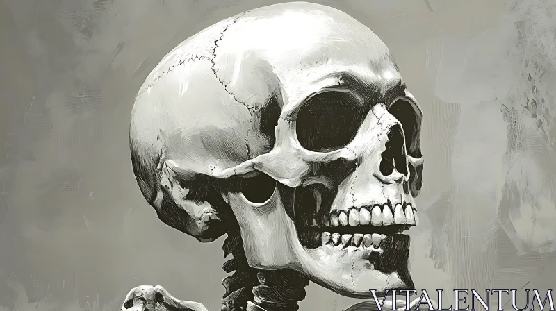 AI ART Detailed Monochrome Skull Anatomy Artwork