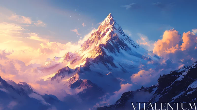 AI ART Mountain Peak in the Sky