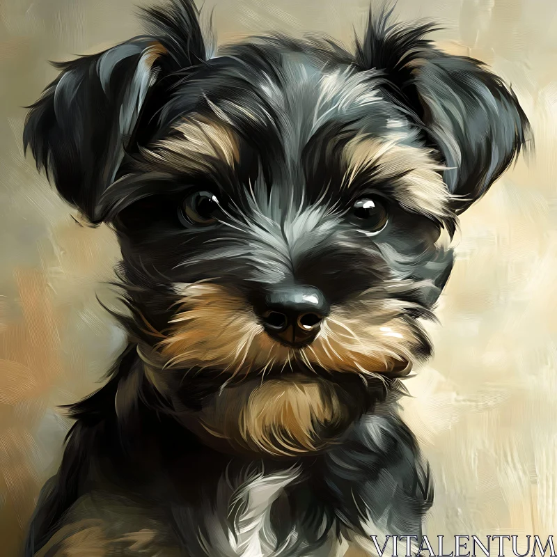 Cute Puppy Portrait in Realistic Art AI Image