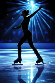 Elegant Figure Skater in Spotlight Silhouette AI Generated Picture