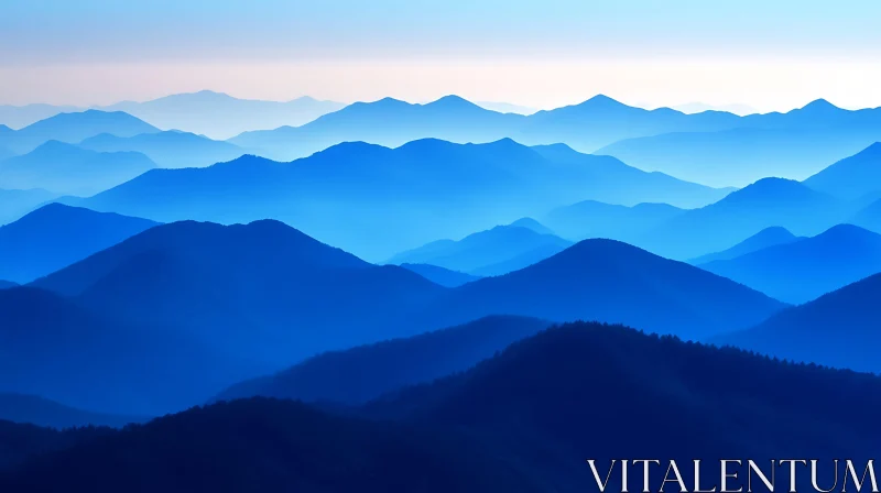 Layered Blue Mountains in Tranquil Scene AI Image