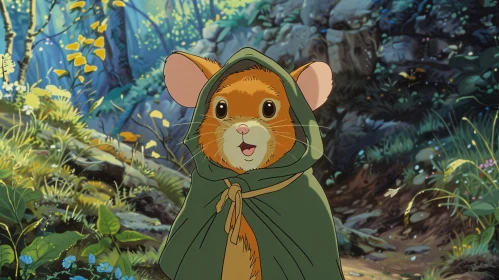 Enchanted Forest Mouse in Green Cloak