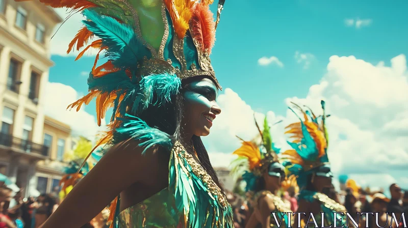 AI ART Carnival Headdress with Colorful Feathers