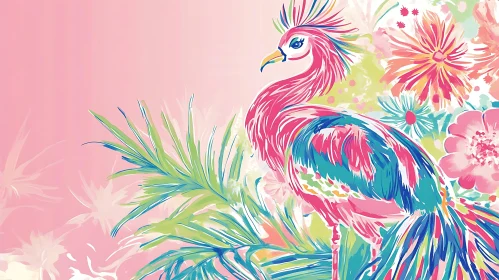 Exotic Bird Amidst Floral Splendor