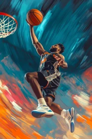 Dynamic Basketball Dunk Captures Athletic Prowess AI Generated Image