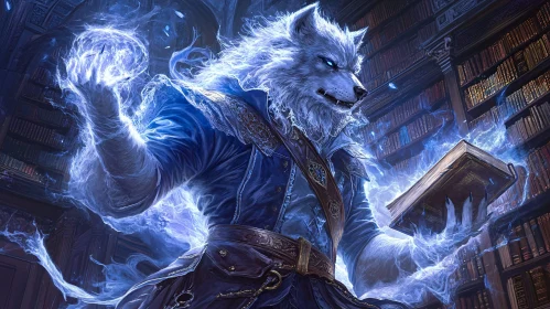 Enchanted Wolf Character with Magic Orb