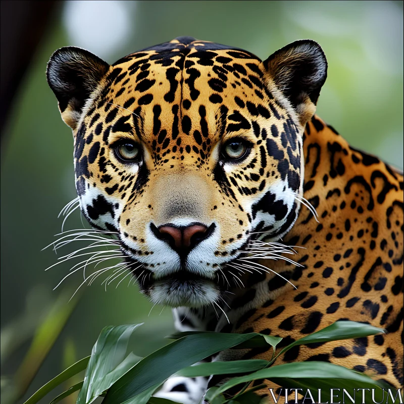 Jaguar Face Close-Up: Wildlife Image AI Image