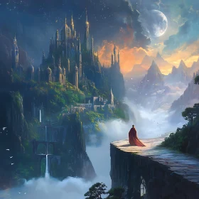 Fantasy Landscape with Castle and Figure