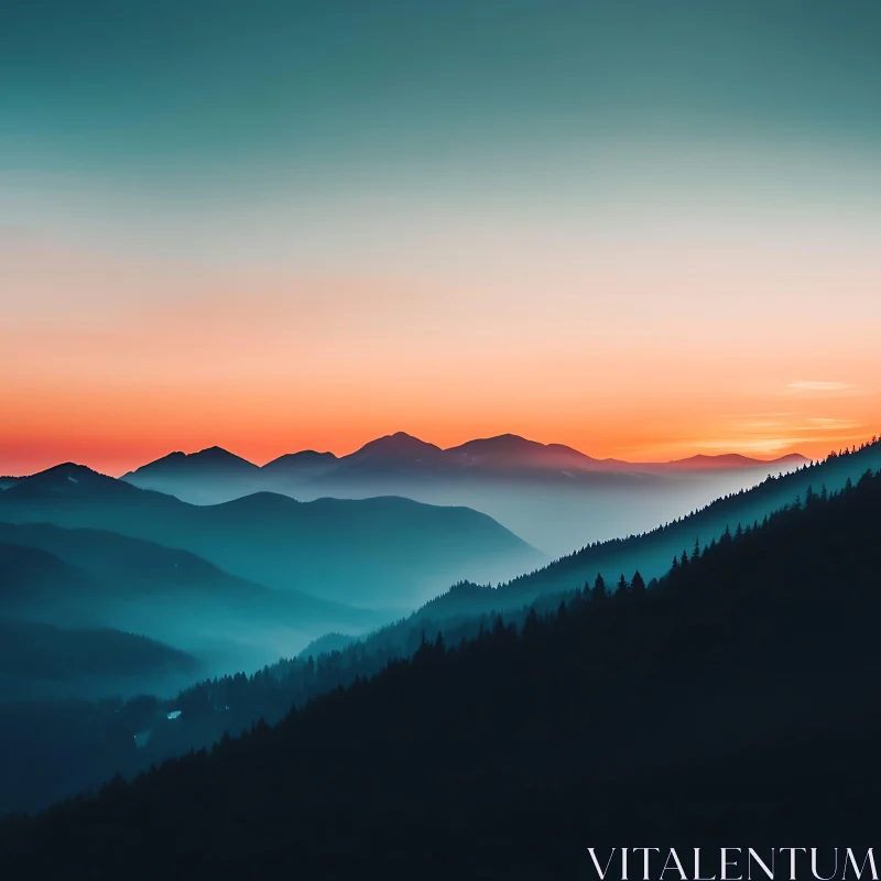 Peaceful Mountain Landscape at Dusk AI Image