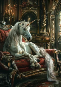 Fantasy Scene with Regal Unicorn