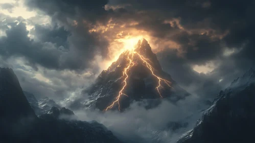 Mountain Peak Lightning Strike