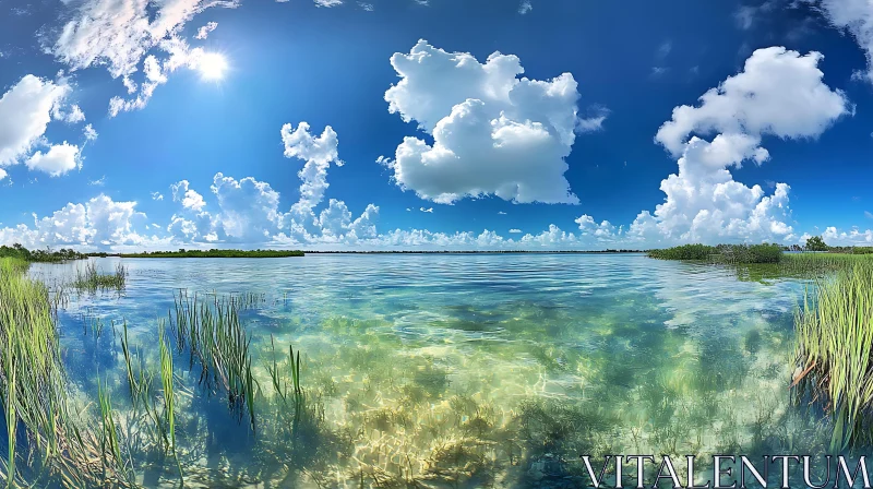 Tranquil Waters and Sky Reflection AI Image