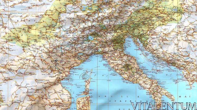 Antique Geographic Map of the World AI Image
