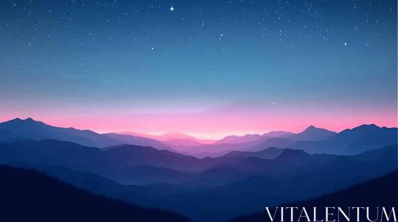 Tranquil Mountain Range at Twilight AI Image