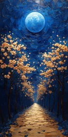 Golden Bloom Under Moonlight Painting