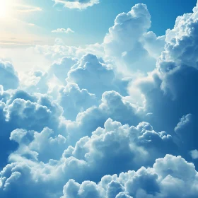 Fluffy Clouds in Blue Sky