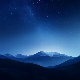 Night Sky Over Mountain Peaks