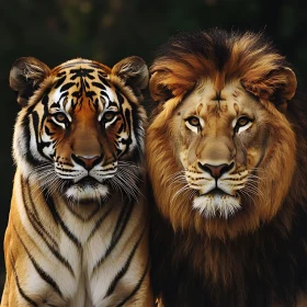 Majestic Feline Duo: Lion and Tiger