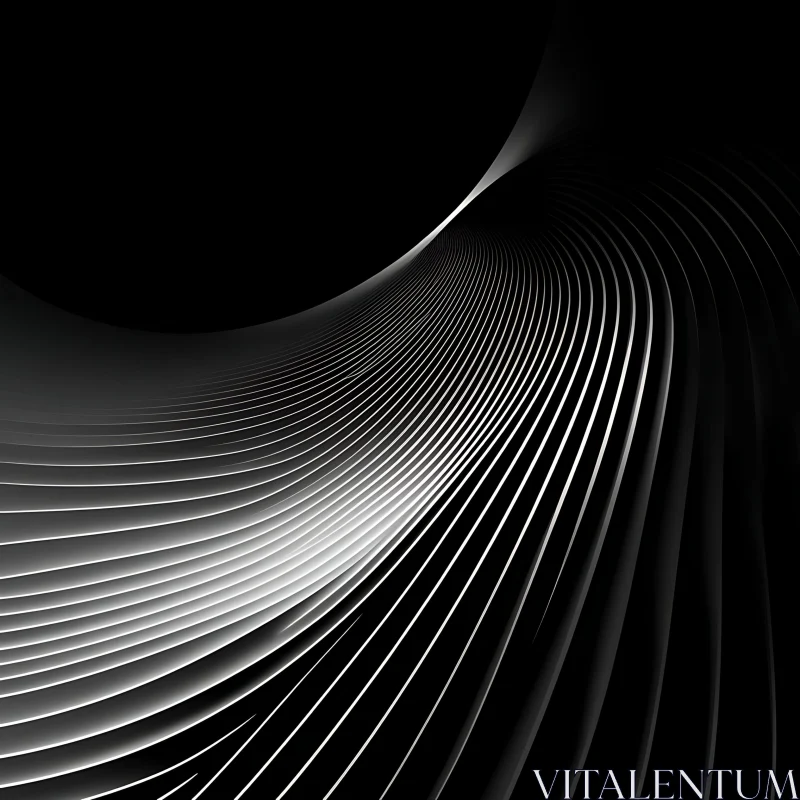 Monochrome Curved Lines Art AI Image