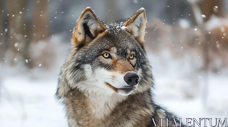 AI ART Winter Wolf Close-Up