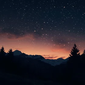 Peaceful Mountain Starry Night Scene