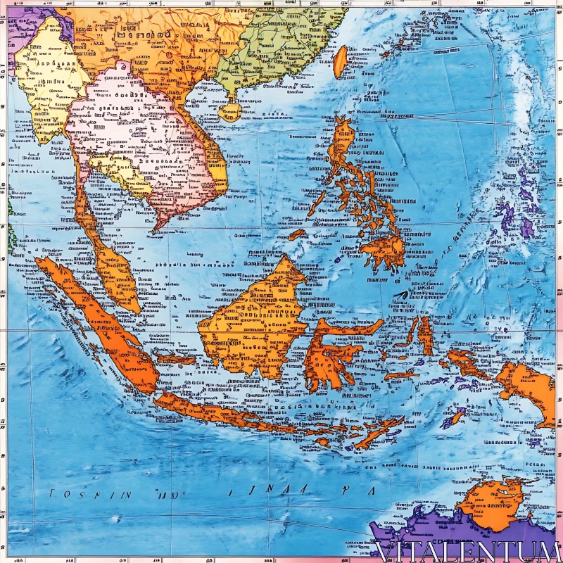 Southeast Asia Cartography AI Image