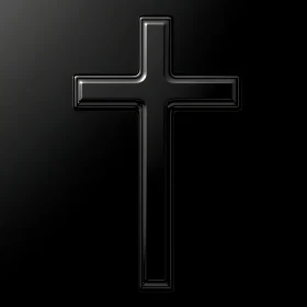 Glossy Black Cross on Black Background