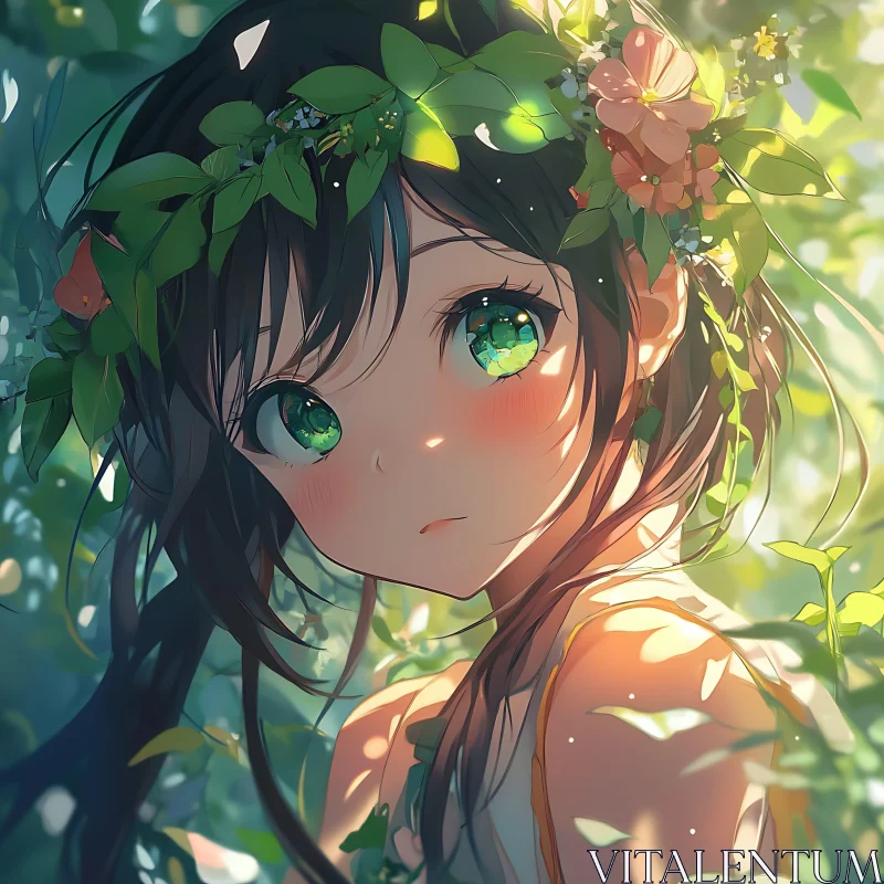 Anime Portrait in Natural Setting AI Image